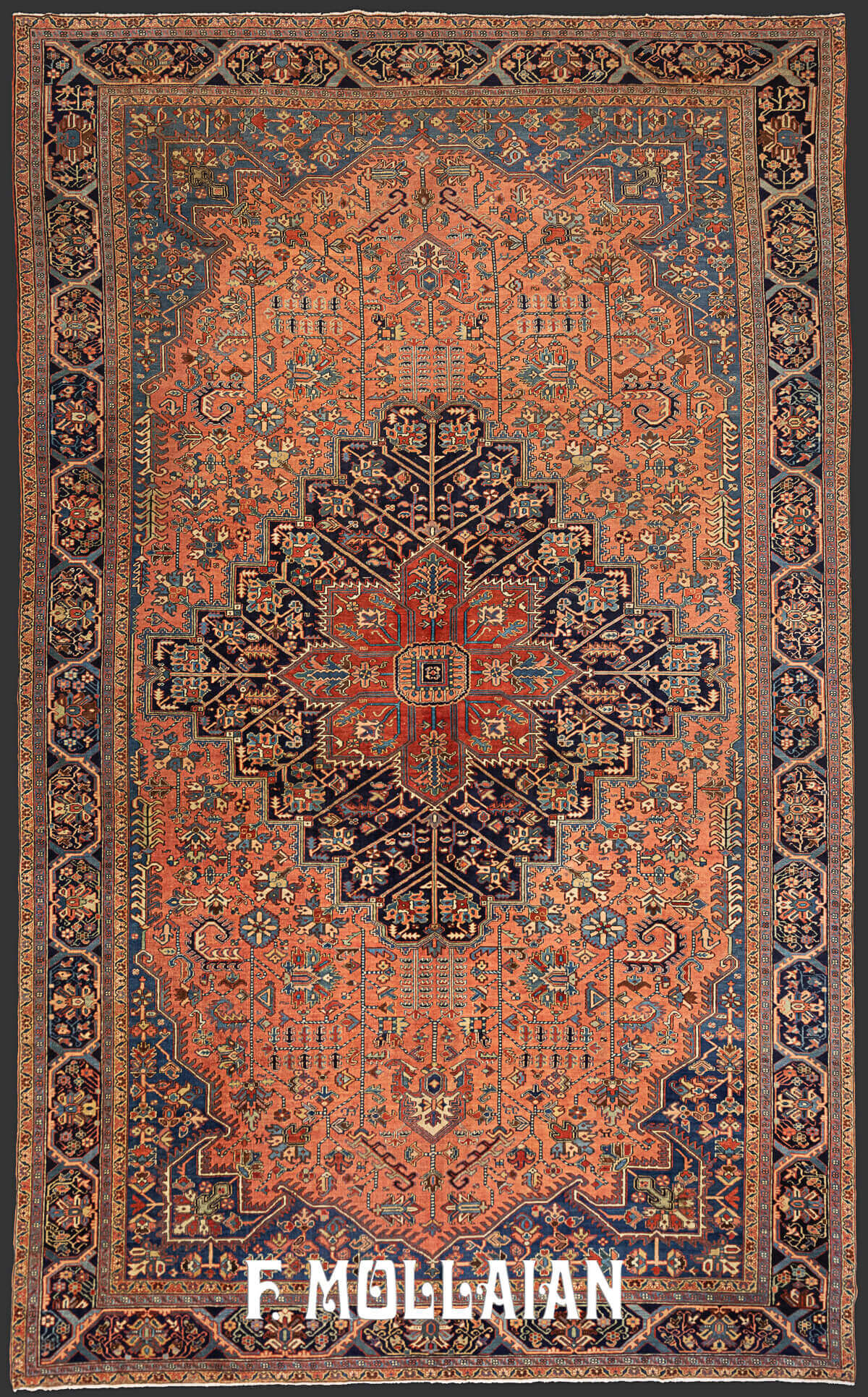 Very Large Hand-Knotted Heriz Antique Persian Carpet n°:12876718